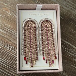 Christian Siriano Pink and Gold Fringe Earrings